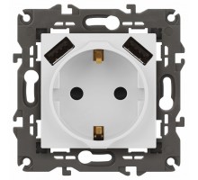 Розетка с заземлением и со шторкой и 2хUSB, без рамки Эра Эра Elegance 14-4109-01