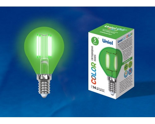 Лампа светодиодная Uniel Air Color E14 5Вт K LED-G45-5W/GREEN/E14 GLA02GR картон
