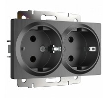 Розетка двойная с заземлением, без рамки Werkel графит рифленый W1172004