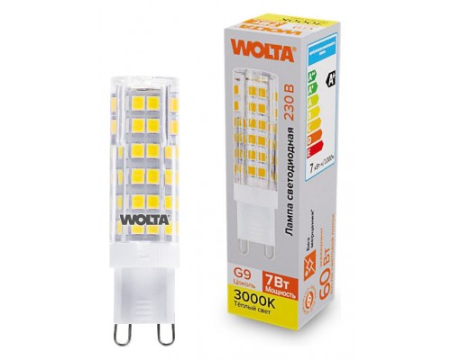 Лампа светодиодная Wolta  G9 7Вт 3000K WSTD-JCD-7W3KG9-C