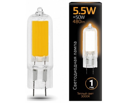 Лампа светодиодная Gauss LED G4 G4 5.5Вт 3000K 107807105 Лампа светодиодная Gauss LED G4 G4 5.5Вт 3000K 107807105