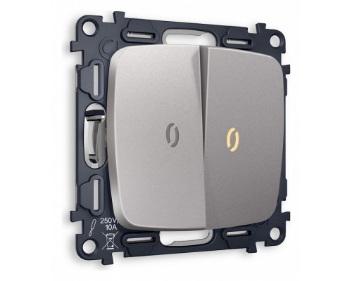 Выключатель проходной двухклавишный с подсветкой без рамки Ambrella Volt Quant MO504030