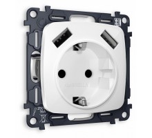 Розетка с заземлением и 2хUSB type A, без рамки Ambrella Volt MO MO109010