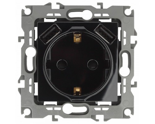 Розетка с заземлением и со шторкой и 2хUSB, без рамки Эра Эра 12 12-4109-06