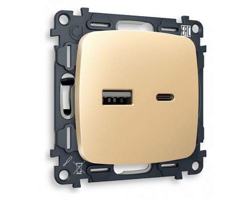 Розетка 2хUSB type A и C без рамки Ambrella Volt Quant MO611010 Розетка 2хUSB type A и C без рамки Ambrella Volt Quant MO611010