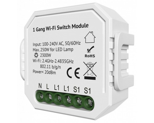 Контроллер-выключатель Wi-Fi для смартфонов и планшетов Denkirs Relay RL1001-SM/1 Контроллер-выключатель Wi-Fi для смартфонов и планшетов Denkirs Relay RL1001-SM/1