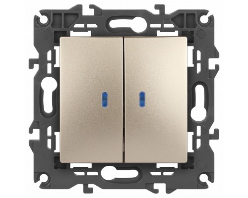 Выключатель двухклавишный с подсветкой без рамки Эра Эра Elegance 14-1105-04