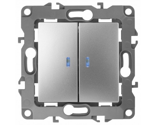 Выключатель двухклавишный с подсветкой без рамки Эра Эра 12 12-1004-06