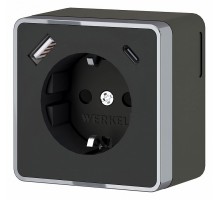 Розетка с заземлением и со шторками и USB Werkel Gallant (черный хром) W5071735