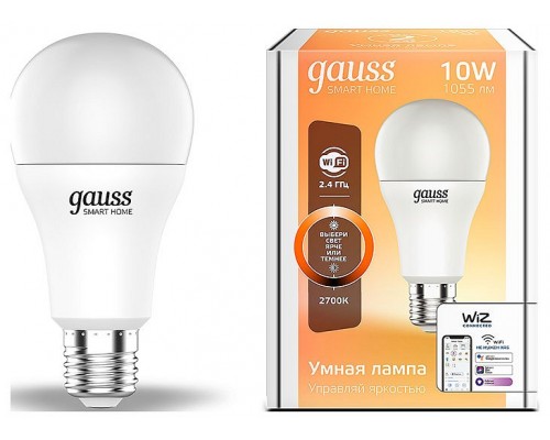Лампа светодиодная Gauss Smart Home E27 10Вт 2700K 1070112 Лампа светодиодная Gauss Smart Home E27 10Вт 2700K 1070112