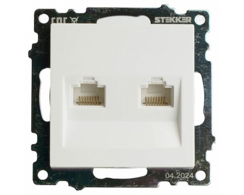 Розетка двойная Ethernet RJ-45 без рамки Stekker Катрин 50003 Розетка двойная Ethernet RJ-45 без рамки Stekker Катрин 50003