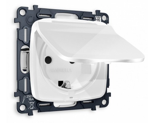 Розетка с заземлением и со шторкой, без рамки с крышкой Ambrella Volt MO MO108010