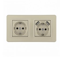 Розетка с заземлением и со шторкой и 2хUSB Arte Milano SET16-2 SET16-2-47-1-40-1 shampan