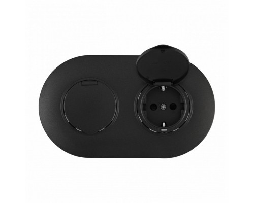 Розетка с заземлением и шторкой, с крышкой Arte Milano SET08-2 SET08-2-41-1x2 black