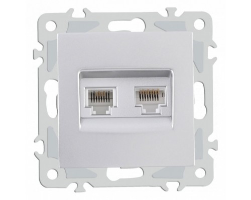 Розетка двойная RJ-11 и Ethernet RJ-45, без рамки Arte Milano am-206 206.44-1.silver Розетка двойная RJ-11 и Ethernet RJ-45, без рамки Arte Milano am-206 206.44-1.silver