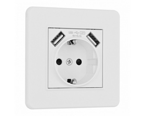Розетка с заземлением и со шторкой и 2хUSB Arte Milano SET16-1 SET16-1-47-1 white