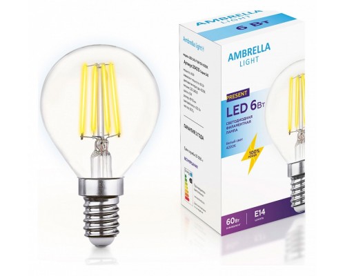 Лампа светодиодная Ambrella Light G45 E14 6Вт 4200K 204215 Лампа светодиодная Ambrella Light G45 E14 6Вт 4200K 204215
