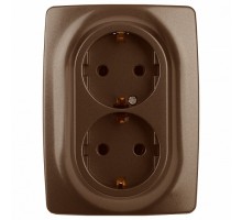 Розетка двойная с заземлением и со шторкой Эра Эра 12 12-2108-13