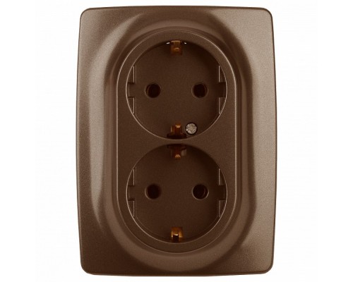 Розетка двойная с заземлением и со шторкой Эра Эра 12 12-2108-13