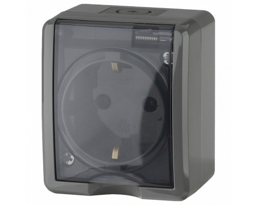 Розетка с заземлением с крышкой Эра Эра Эксперт 11-2401-03