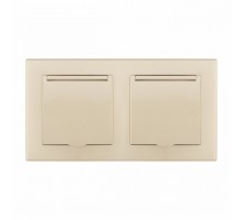 Розетка влагозащищенная с заземлением и со шторкой с крышкой Arte Milano SET06-2 SET06-2-41-1x2 shampan