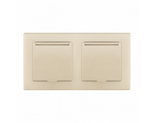 Розетка влагозащищенная с заземлением и со шторкой с крышкой Arte Milano SET06-2 SET06-2-41-1x2 shampan