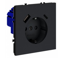 Розетка с заземлением и со шторкой и 2хUSB type A и C, без рамки Voltum S70 VLS040507