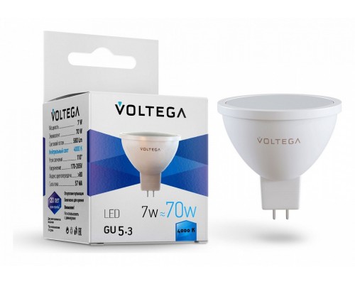 Лампа светодиодная Voltega Sofit GU5.3 GU5.3 7Вт 4000K 7059 Лампа светодиодная Voltega Sofit GU5.3 GU5.3 7Вт 4000K 7059