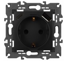 Розетка с заземлением и со шторкой и 2хUSB, без рамки Эра Эра Elegance 14-4108-05