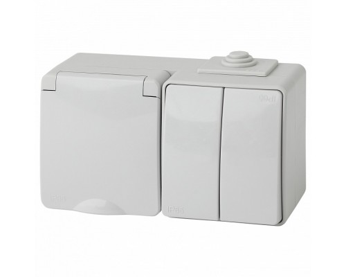 Блок с розеткой и выключателем Эра Эра Эксперт 11-7602-03