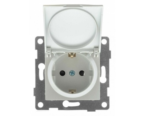 Розетка с заземлением и со шторкой, без рамки с крышкой Gusi Electric UGRA С11Р91-028
