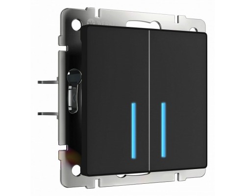 Выключатель двухклавишный с подсветкой без рамки Werkel черный W4520008