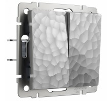 Выключатель проходной двухклавишный без рамки Werkel Hammer серебряный W1222006