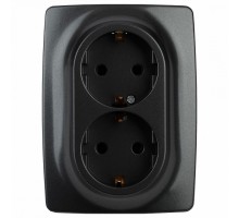 Розетка двойная с заземлением и со шторкой Эра Эра 12 12-2108-05