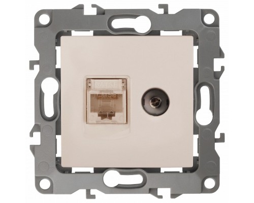 ТВ-розетка и розетка Ethernet RJ-45 без рамки Эра Эра 12 12-3110-02