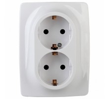 Розетка двойная с заземлением и со шторкой Эра Эра 12 12-2108-01