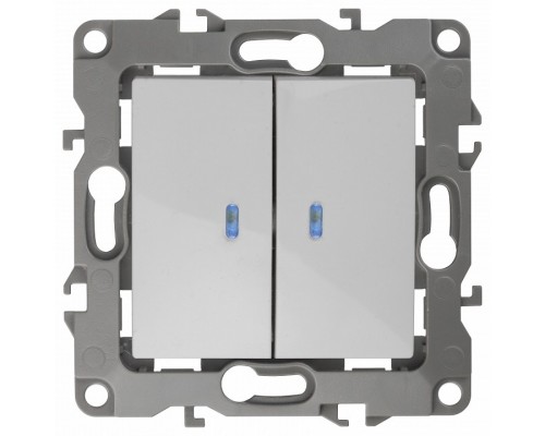 Выключатель двухклавишный с подсветкой без рамки Эра Эра 12 12-1004-06