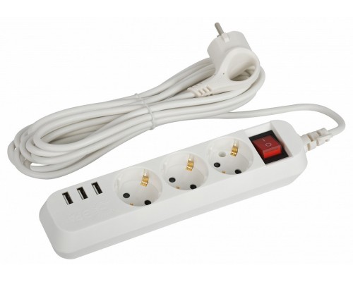 Удлинитель с выключателем Эра  U-3es-5m-USB