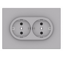 Розетка двойная с заземлением и со шторкой Gusi Electric BRAVO С11Р6-004