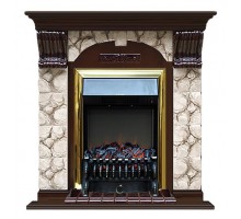 Комплект из электрокамина напольного и портала (106.5x36.5x98 см) Арочный Карелия Fobos BR АР000086