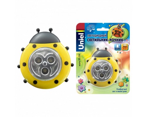 Ночник Uniel DTL-354 DTL-354 Божья Коровка/Yellow/3LED/3AAA Ночник Uniel DTL-354 DTL-354 Божья Коровка/Yellow/3LED/3AAA
