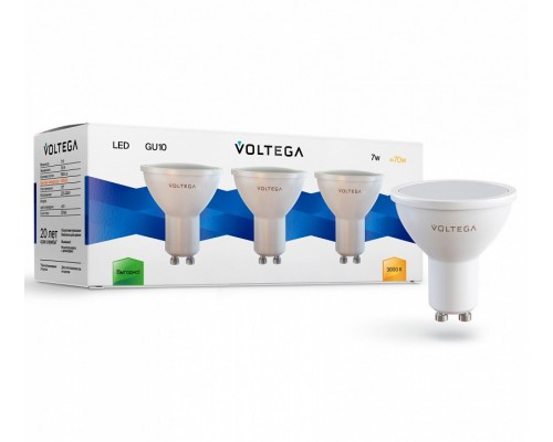 Лампа светодиодная Voltega Simple GU10 7Вт 3000K 7249 Лампа светодиодная Voltega Simple GU10 7Вт 3000K 7249