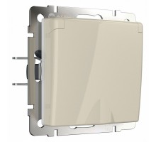 Розетка влагозащищенная с заземлением и со шторками, без рамки с крышкой Werkel слоновая кость W1171203