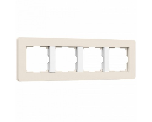 Рамка на 4 поста Werkel Split (айвори/белый, soft-touch) W0043066