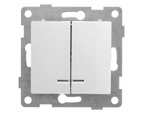 Выключатель двухклавишный с подсветкой без рамки Gusi Electric BRAVO С10В28-001