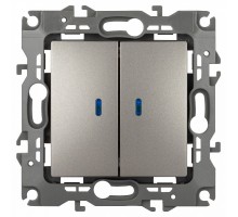 Выключатель двухклавишный с подсветкой без рамки Эра Эра 12 12-1105-16