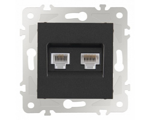 Розетка двойная RJ-11 и Ethernet RJ-45, без рамки Arte Milano am-203 203.44-1.black Розетка двойная RJ-11 и Ethernet RJ-45, без рамки Arte Milano am-203 203.44-1.black