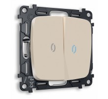 Выключатель двухклавишный с подсветкой без рамки Ambrella Volt Quant MO324020