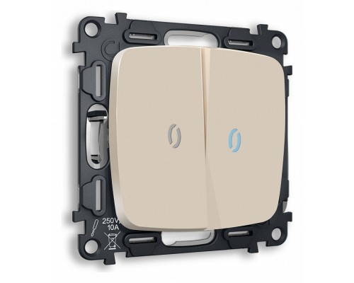 Выключатель двухклавишный с подсветкой без рамки Ambrella Volt Quant MO324020