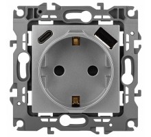 Розетка с заземлением и со шторкой и 2хUSB, без рамки Эра Эра 12 12-4108-03